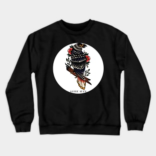 Raven American Traditional Tattoo Flash Crewneck Sweatshirt